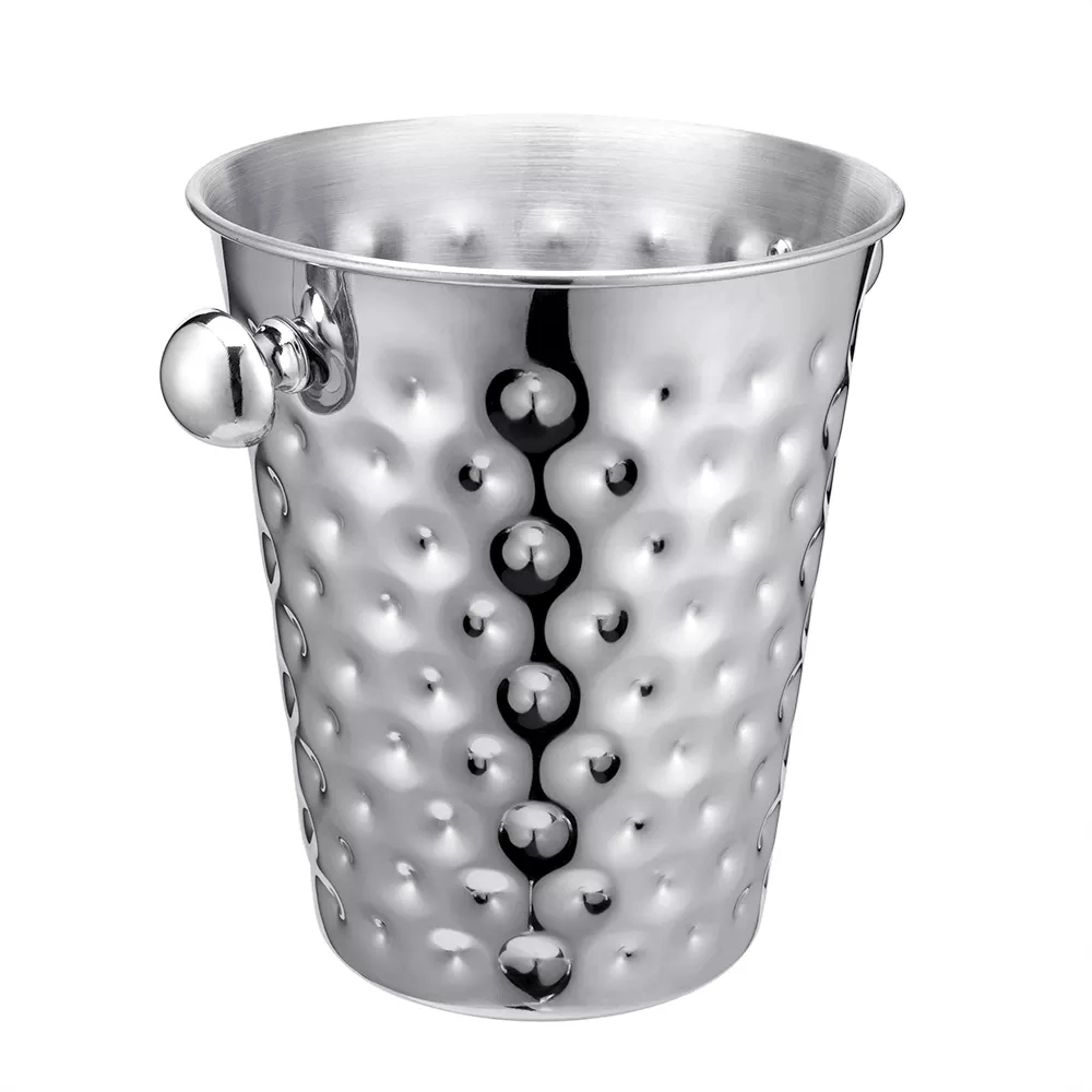 Ice Bucket Water-Ripple Style Stainless Steel Ice Cube Burket with Handle