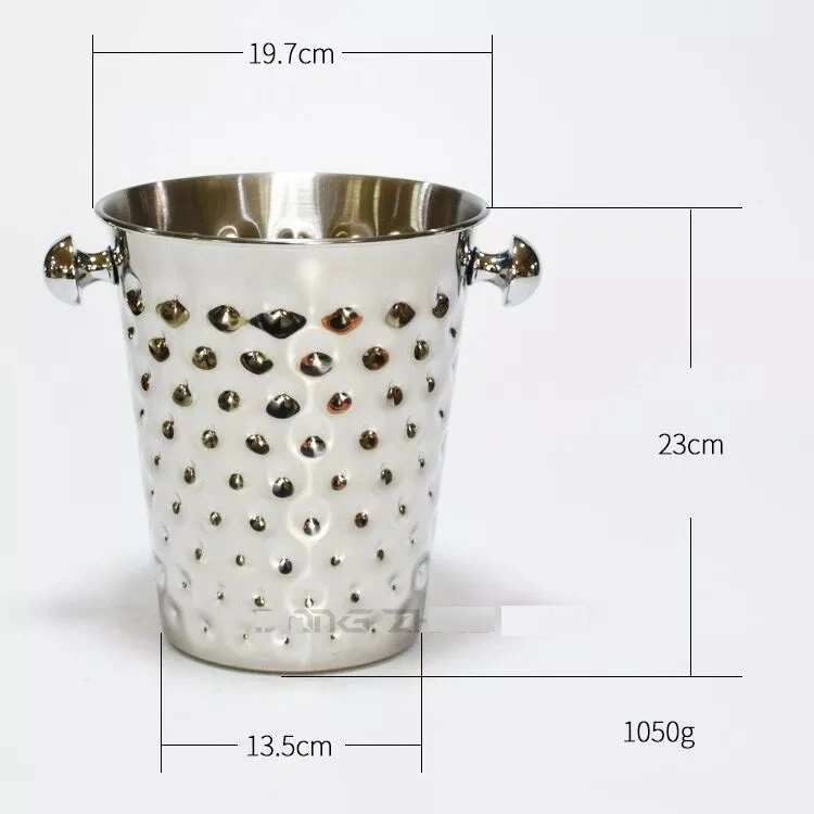 Ice Bucket Water-Ripple Style Stainless Steel Ice Cube Burket with Handle