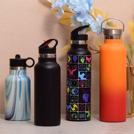 Wasserflaschen, isolierte, wiederverwendbare, tragbare Airless-Großreiseflaschen aus Edelstahl